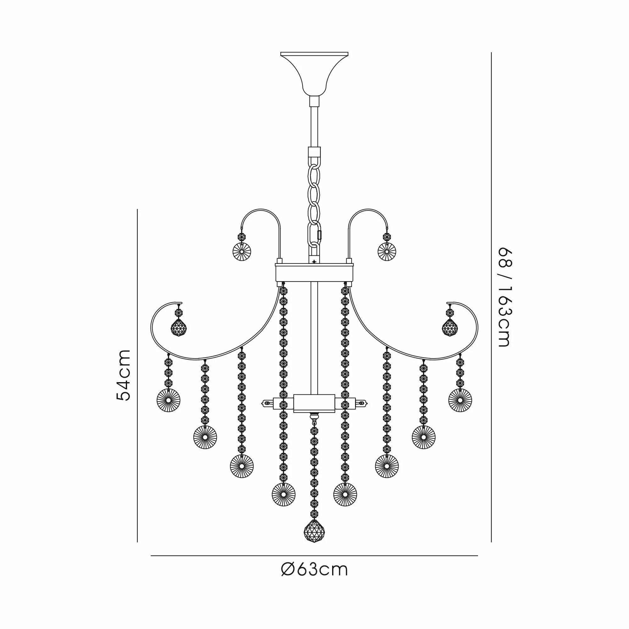 Rosina Crystal Chandelier 6 Light French Gold IL32055  Diyas Rosina French Gold